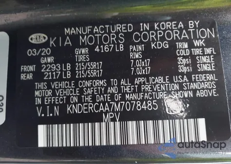 2021 Kia Seltos Ex z USA, uszkodzony, nr VIN KNDERCAA7M7078485